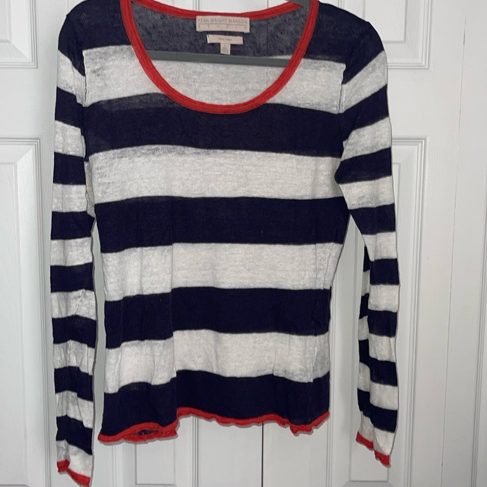 Fenn Wright Manson Studios striped sweater red white blue sz LP linen